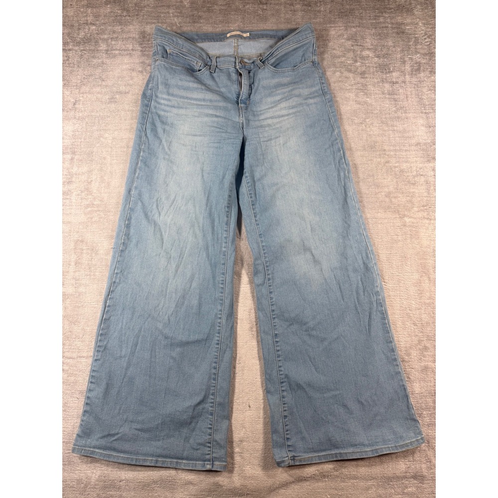 Levis Jeans Women 33 Blue 318 Shaping Wide Leg Light Wash High Rise Denim